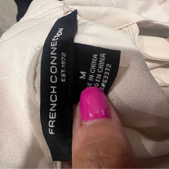 NWOT French Connection Cream Crepe High Neck keyhole Long Sleeve Top size medium - Picture 12 of 13